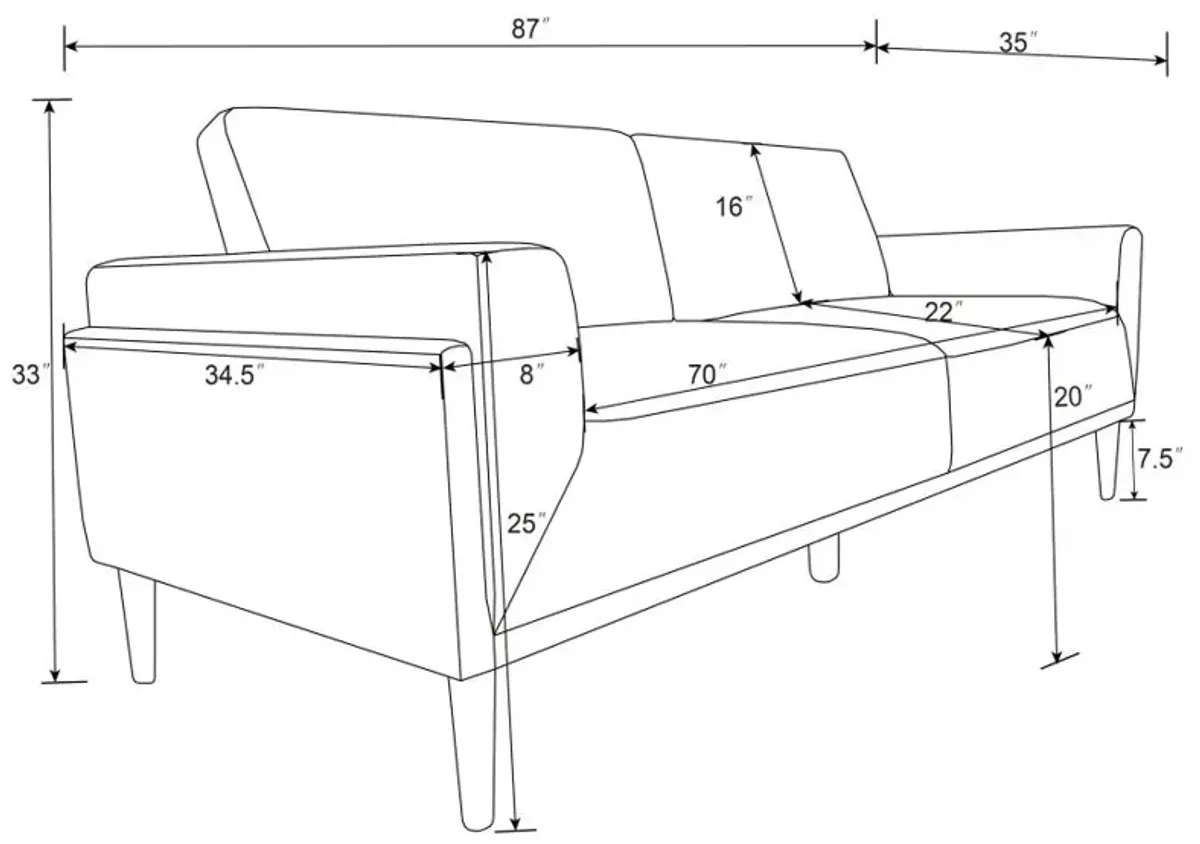 Rilynn Upholstered Track Arms Sofa Brown