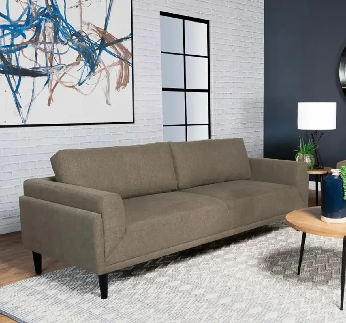 Rilynn Upholstered Track Arms Sofa Brown