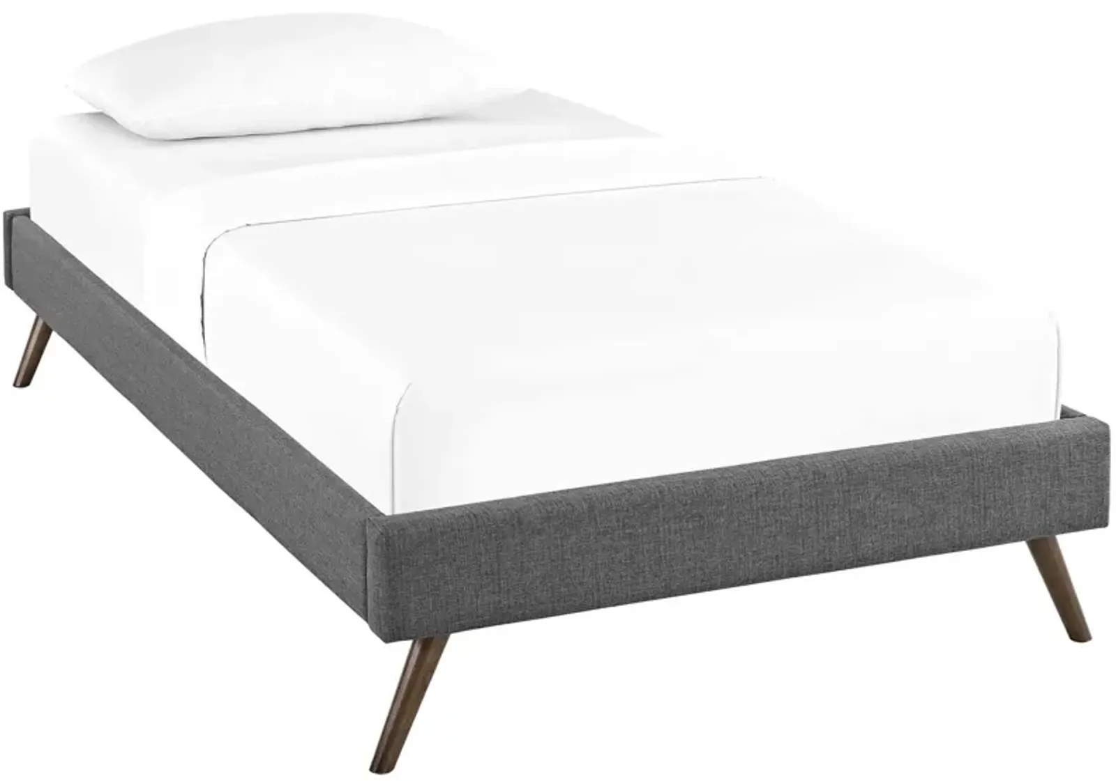 Loryn Twin Fabric Bed Frame with Round Splayed Legs