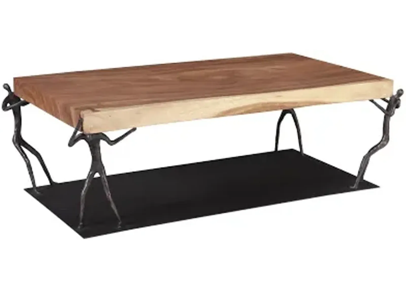 atlas coffee table, chamcha wood, natural, metal