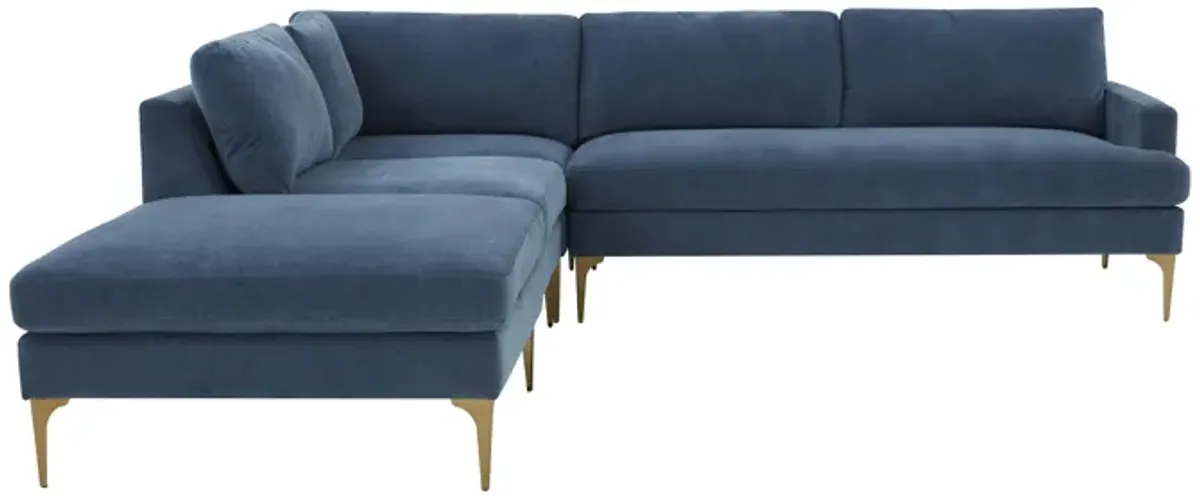 Serena Blue Velvet Large LAF Chaise Sectional