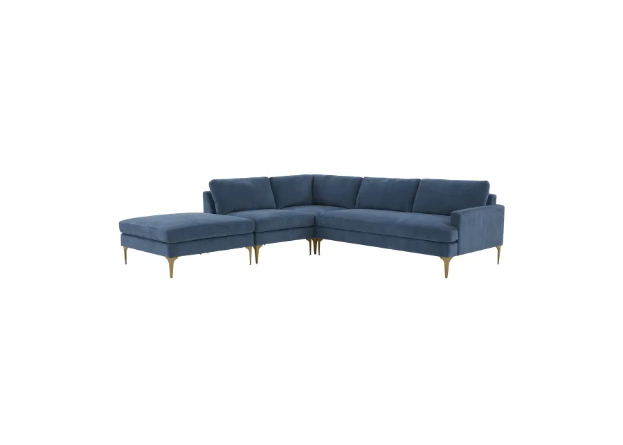 Serena Blue Velvet Large LAF Chaise Sectional