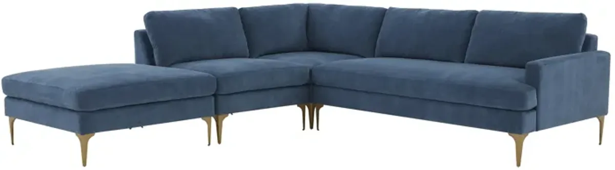 Serena Blue Velvet Large LAF Chaise Sectional