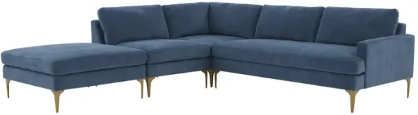 Serena Blue Velvet Large LAF Chaise Sectional