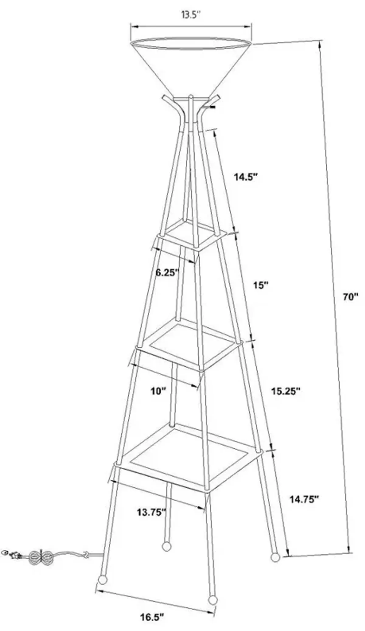 Gianni Versatile Shelf Tower Floor Lamp Charcoal Black