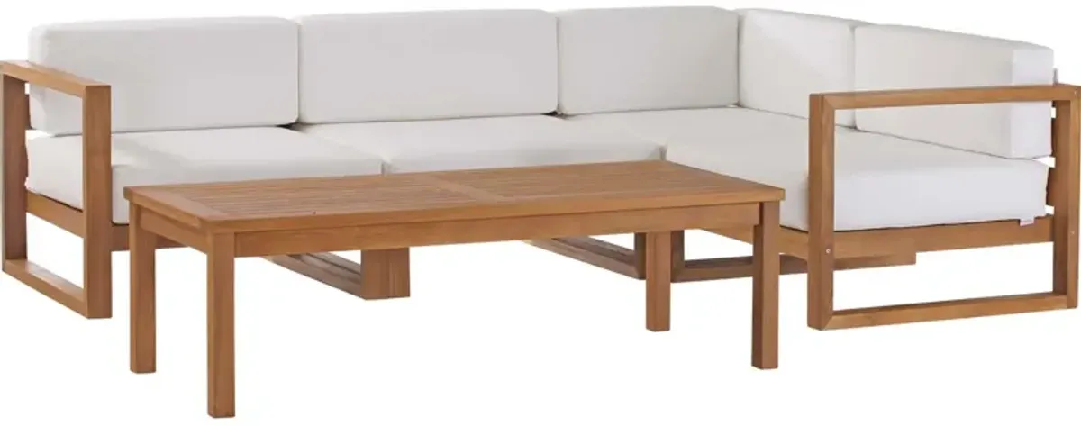 Upland Outdoor Patio Teak Wood 5-Piece Sectional Sofa Set