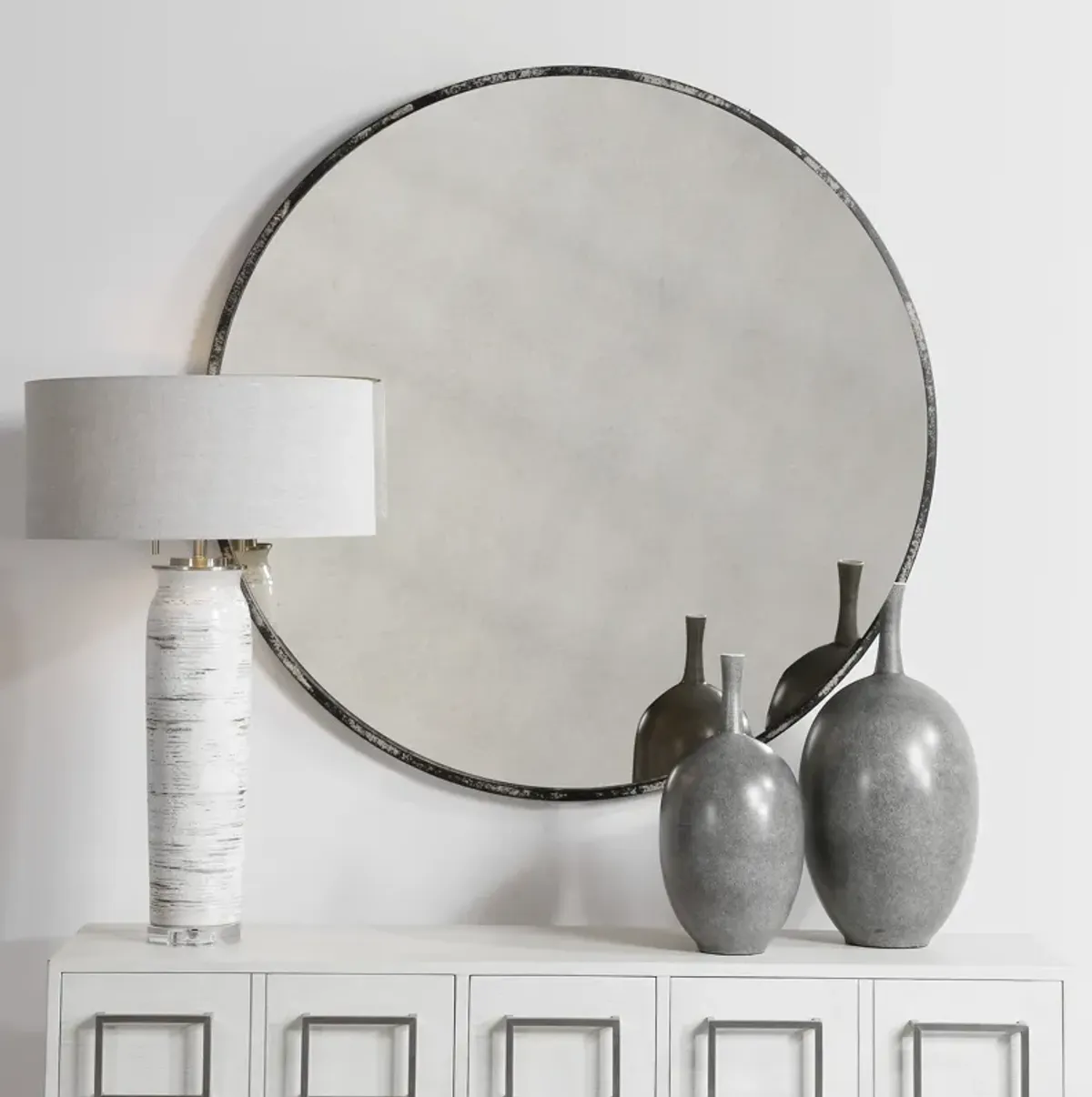 Junius Antique Round Mirror