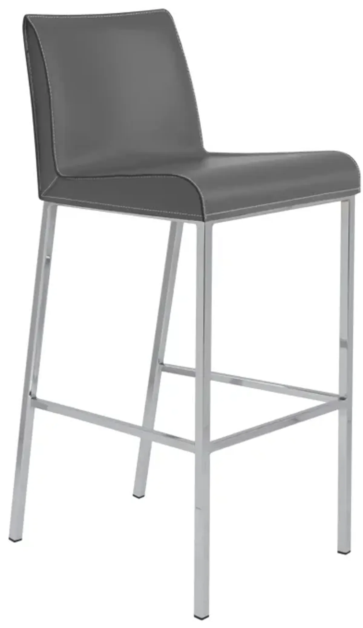 Cam-B Bar Stool In Gray With Polished Stainless Steel Legs - Set Of 2