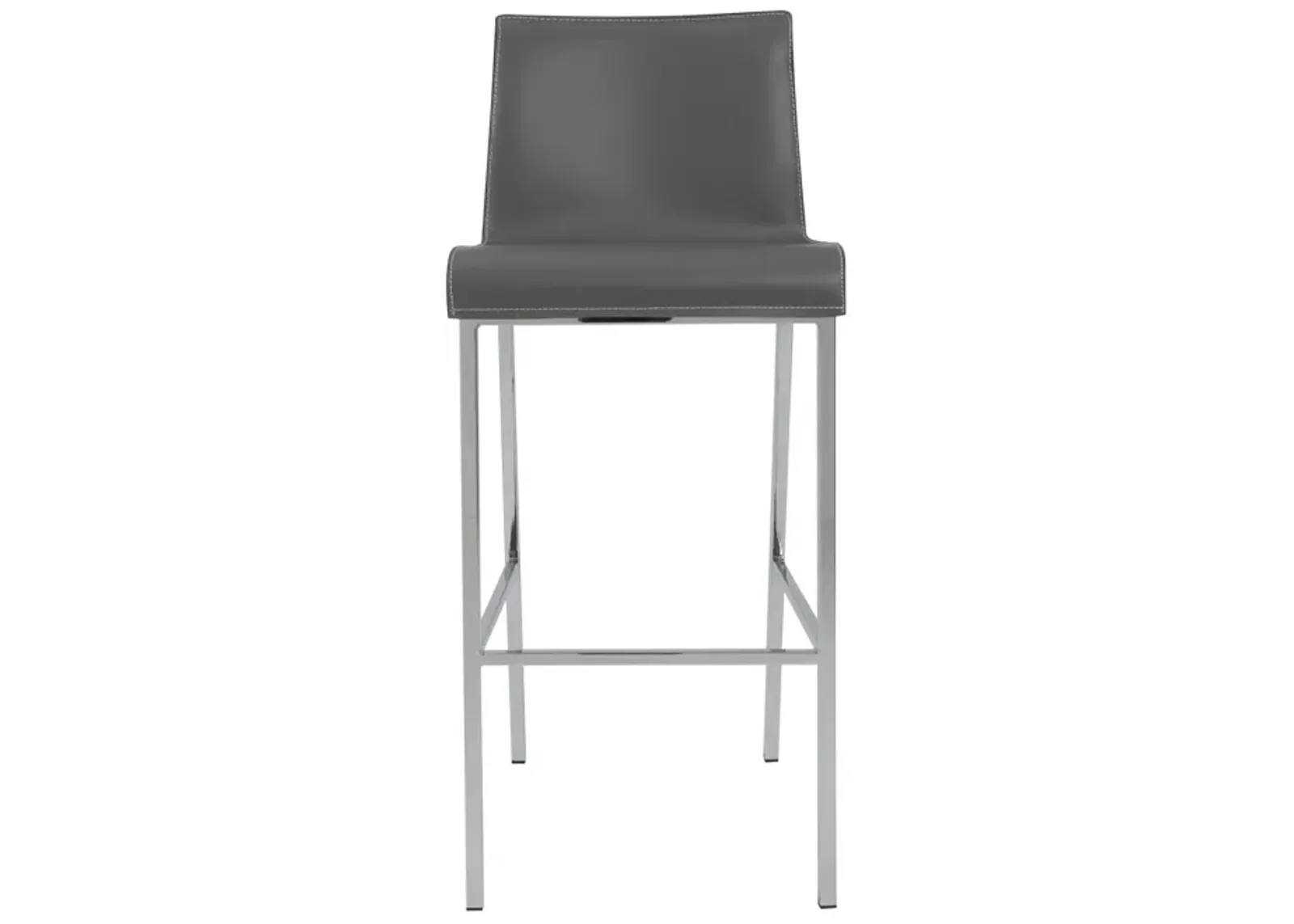 Cam-B Bar Stool In Gray With Polished Stainless Steel Legs - Set Of 2