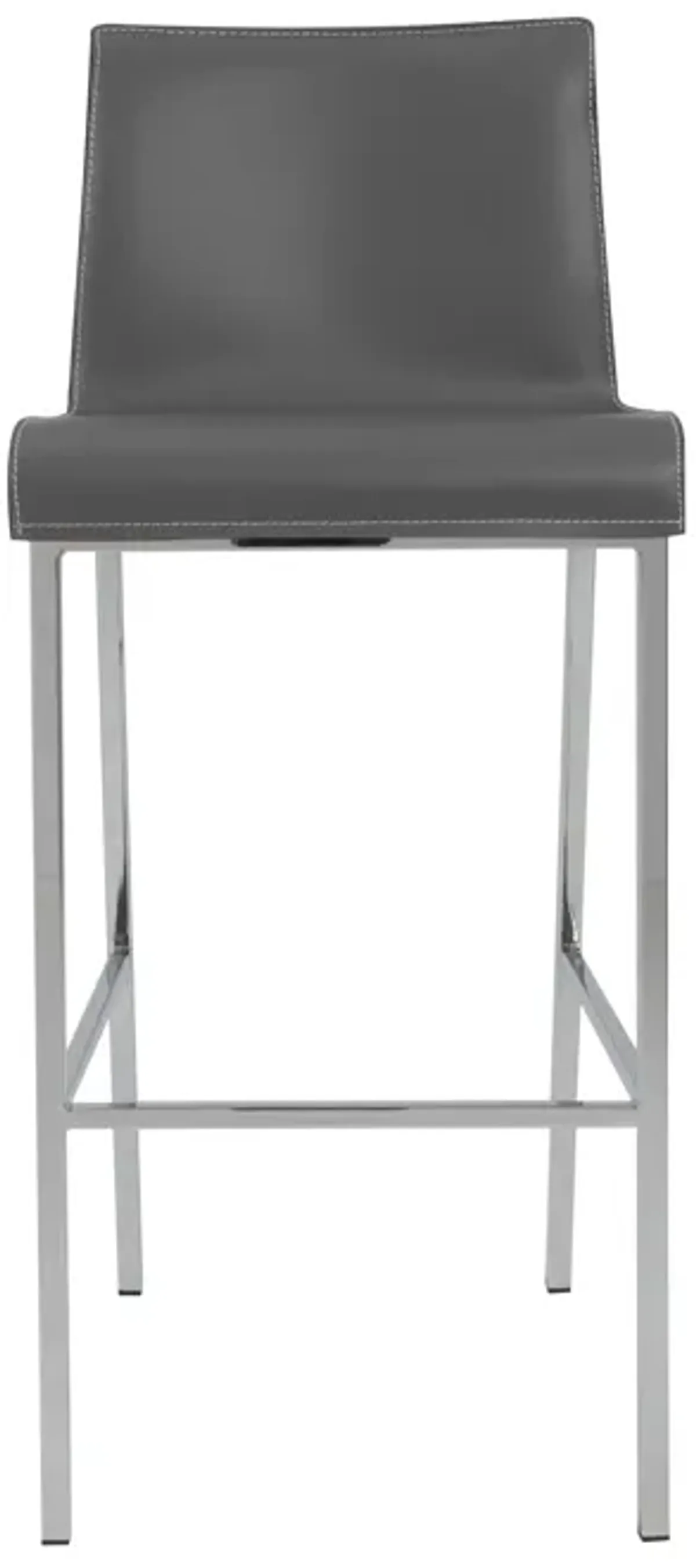 Cam-B Bar Stool In Gray With Polished Stainless Steel Legs - Set Of 2