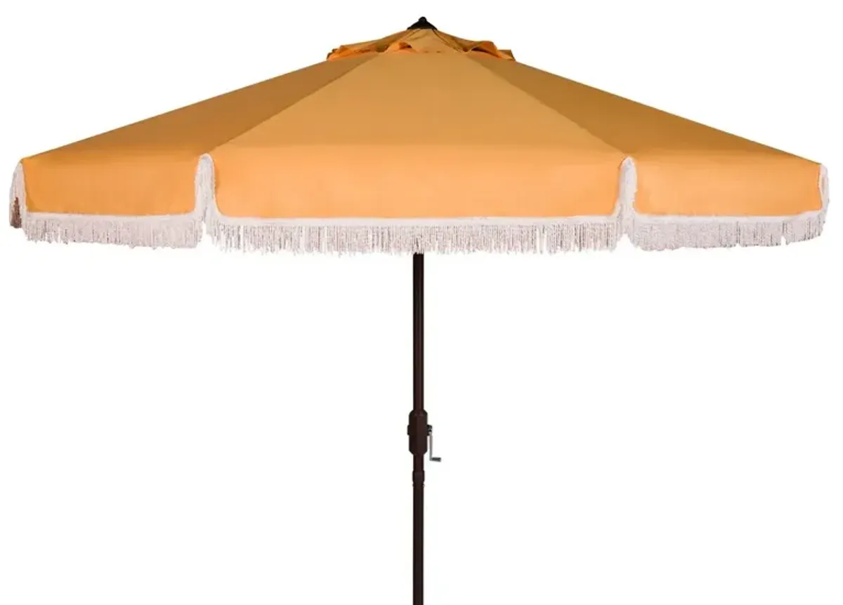 Milan Fringe 9ft Crank Outdoor Push Button Tilt Umbrella