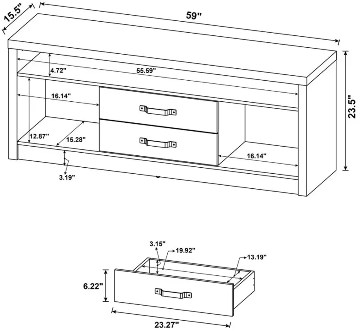 Burslem 2-Drawer Tv Console Grey Driftwood