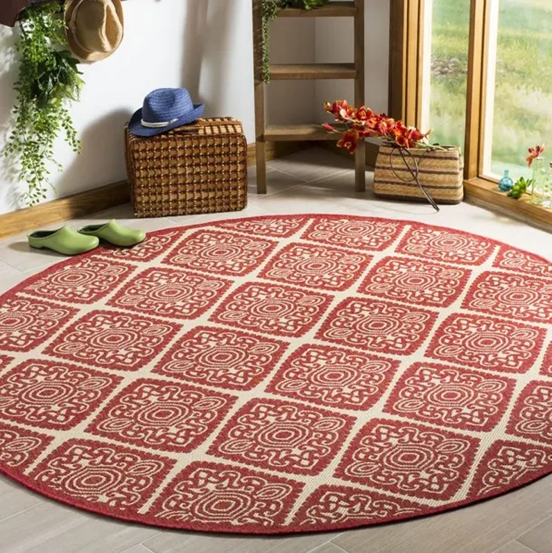 LINDEN 132 Collection LND132Q-6R Red / Creme 6'-7" X 6'-7" Round