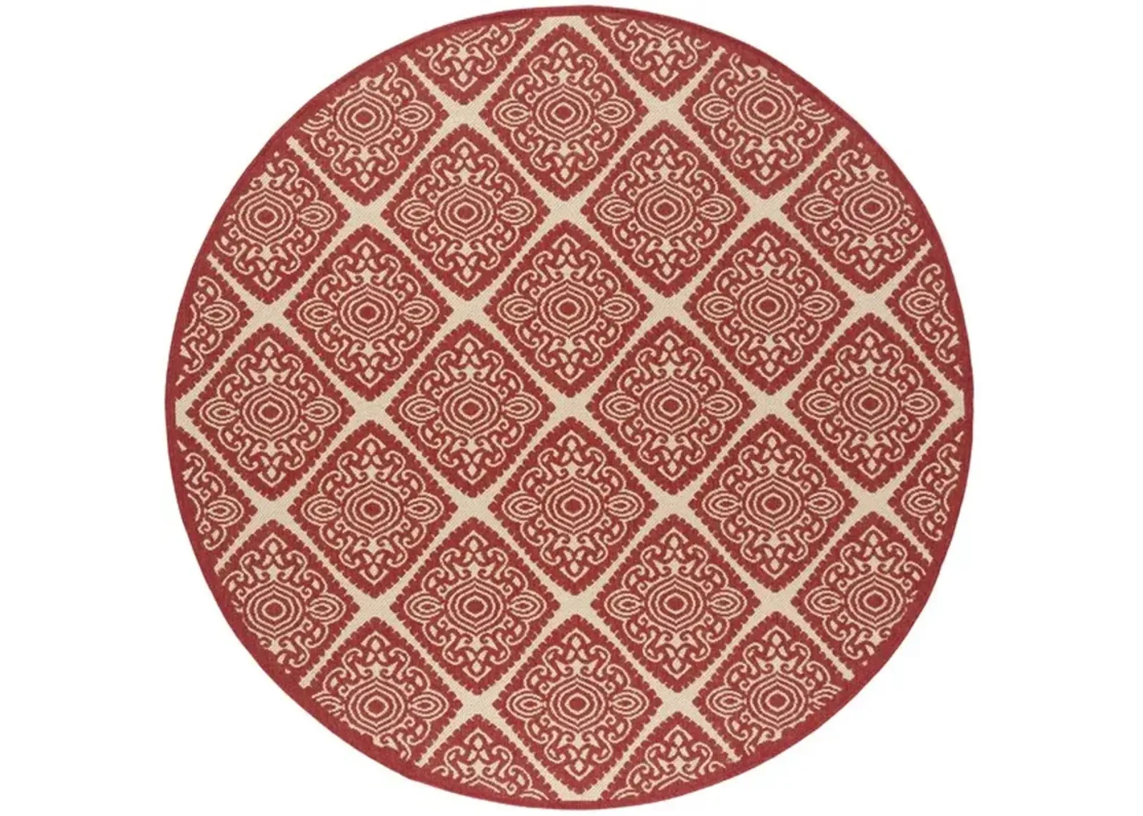 LINDEN 132 Collection LND132Q-6R Red / Creme 6'-7" X 6'-7" Round