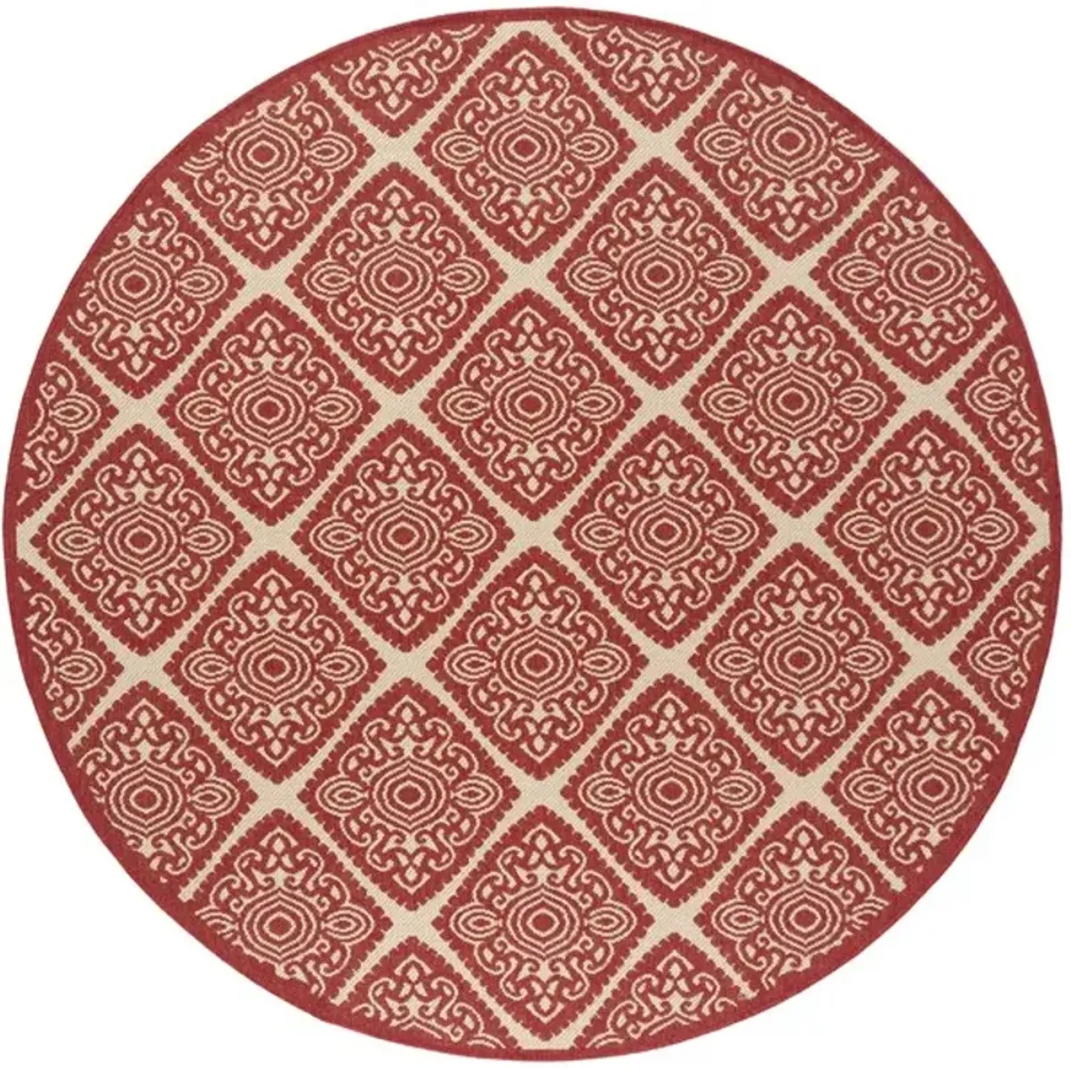 LINDEN 132 Collection LND132Q-6R Red / Creme 6'-7" X 6'-7" Round