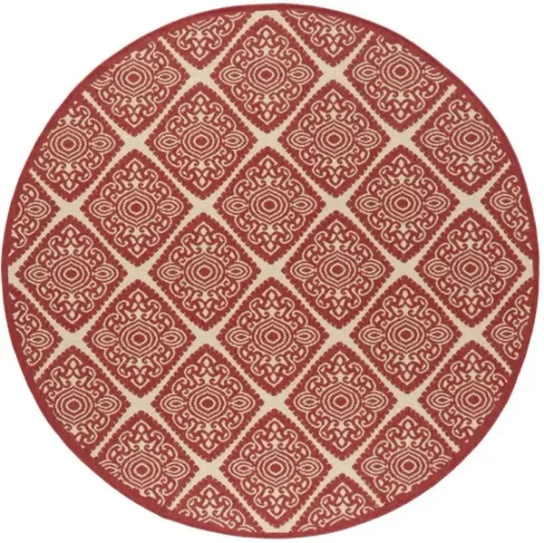 LINDEN 132 Collection LND132Q-6R Red / Creme 6'-7" X 6'-7" Round