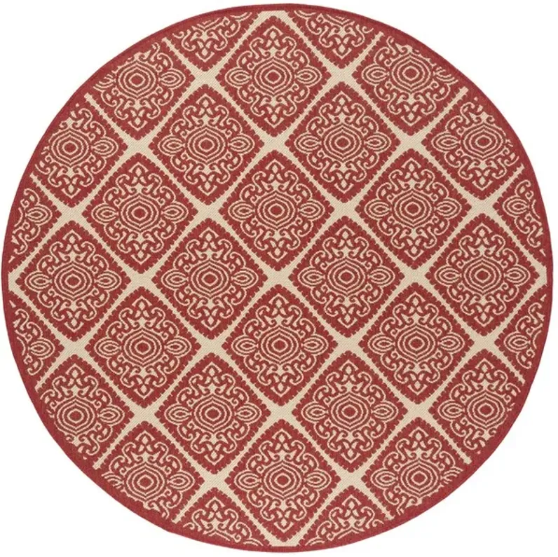 LINDEN 132 Collection LND132Q-6R Red / Creme 6'-7" X 6'-7" Round