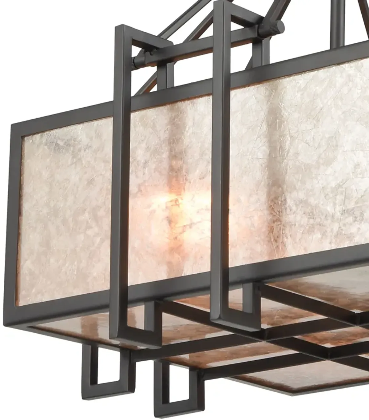 Stasis 3-Light Chandelier in Oil Rubbed Bronze with Tan and Clear Mica Shade