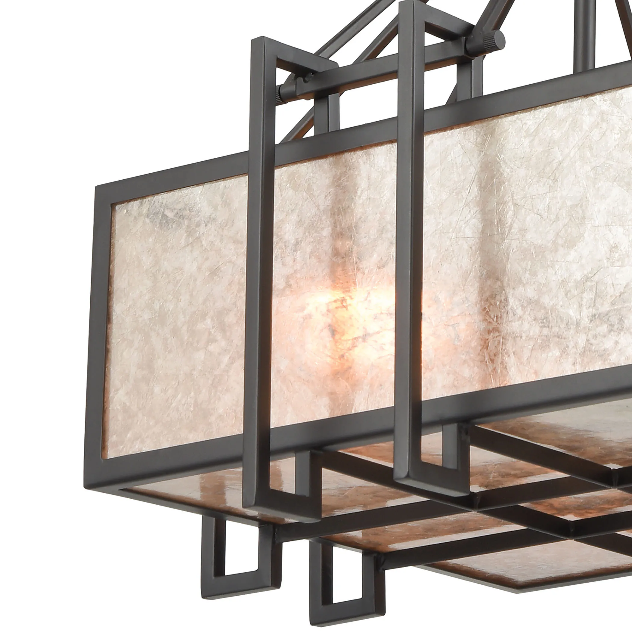 Stasis 3-Light Chandelier in Oil Rubbed Bronze with Tan and Clear Mica Shade