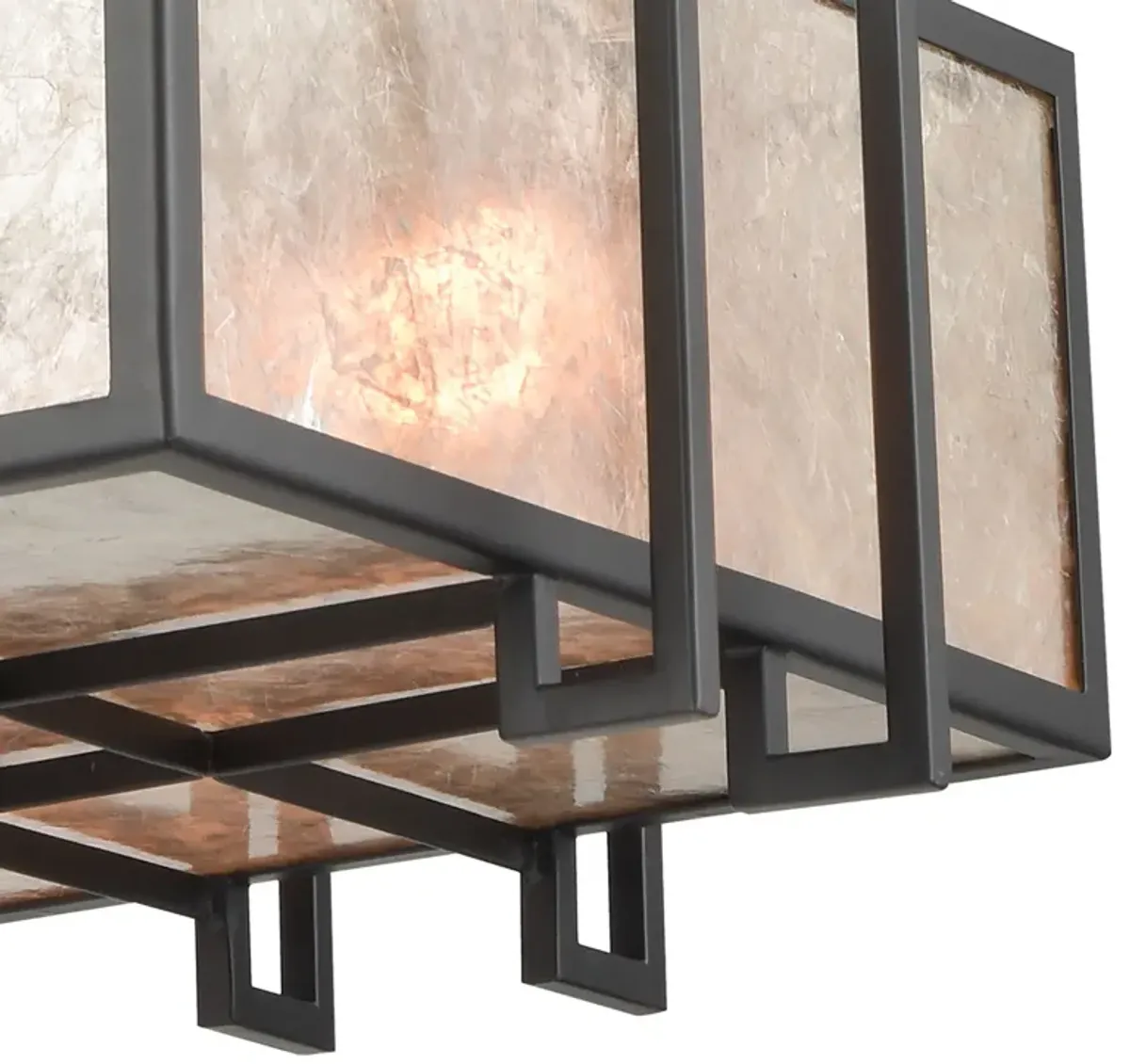 Stasis 3-Light Chandelier in Oil Rubbed Bronze with Tan and Clear Mica Shade