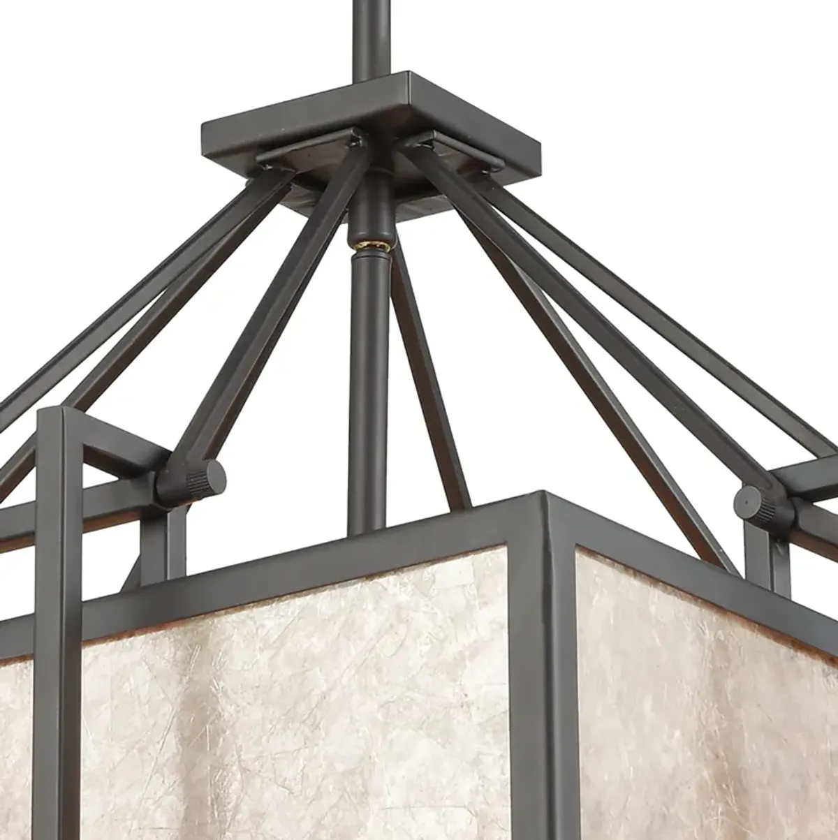 Stasis 3-Light Chandelier in Oil Rubbed Bronze with Tan and Clear Mica Shade