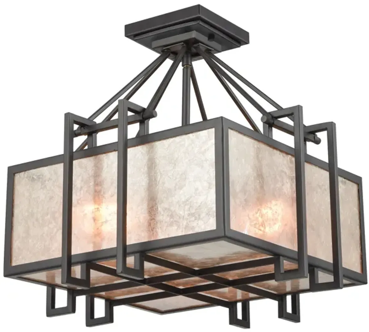 Stasis 3-Light Chandelier in Oil Rubbed Bronze with Tan and Clear Mica Shade