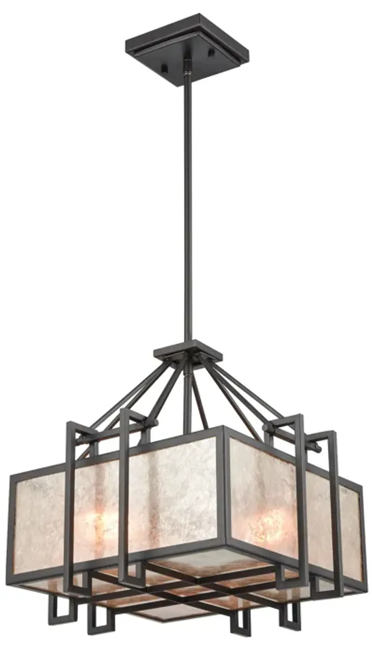 Stasis 3-Light Chandelier in Oil Rubbed Bronze with Tan and Clear Mica Shade