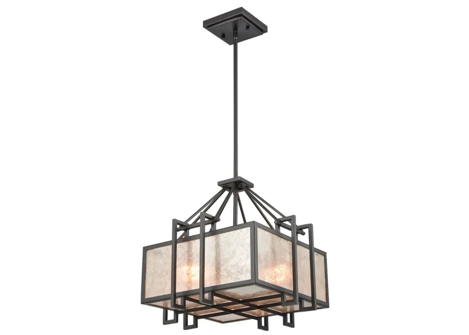 Stasis 3-Light Chandelier in Oil Rubbed Bronze with Tan and Clear Mica Shade