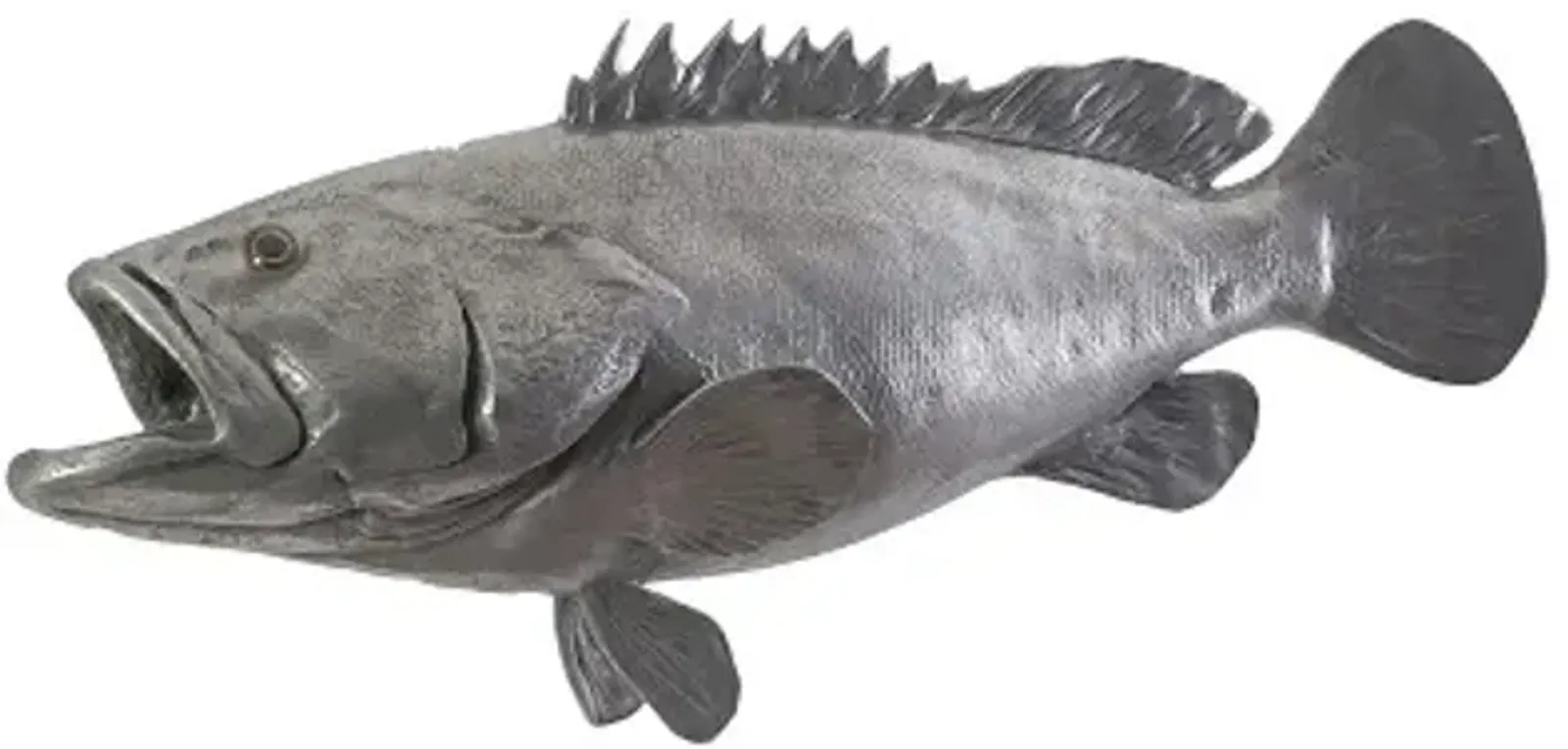 estuary cod fish wall sculpture, resin, polished aluminum finish