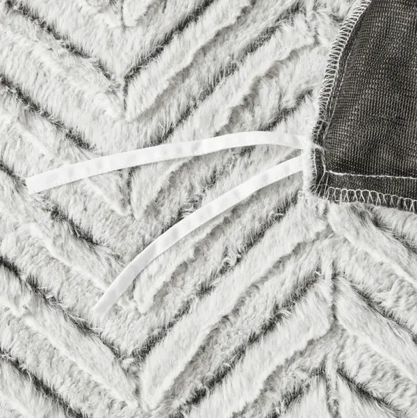 Madison Park Adelyn Ivory Back Print Brushed Fur Duvet Cover Set