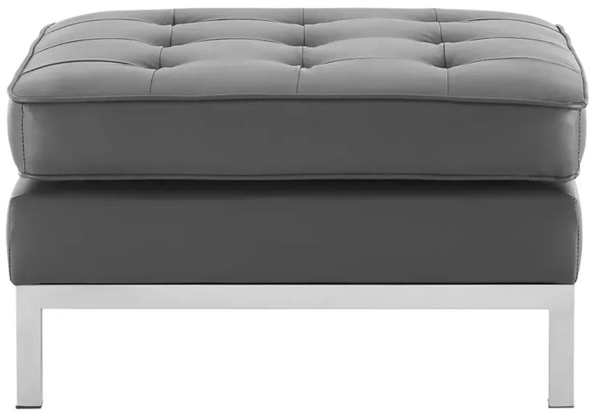 Loft Tufted Upholstered Faux Leather Ottoman