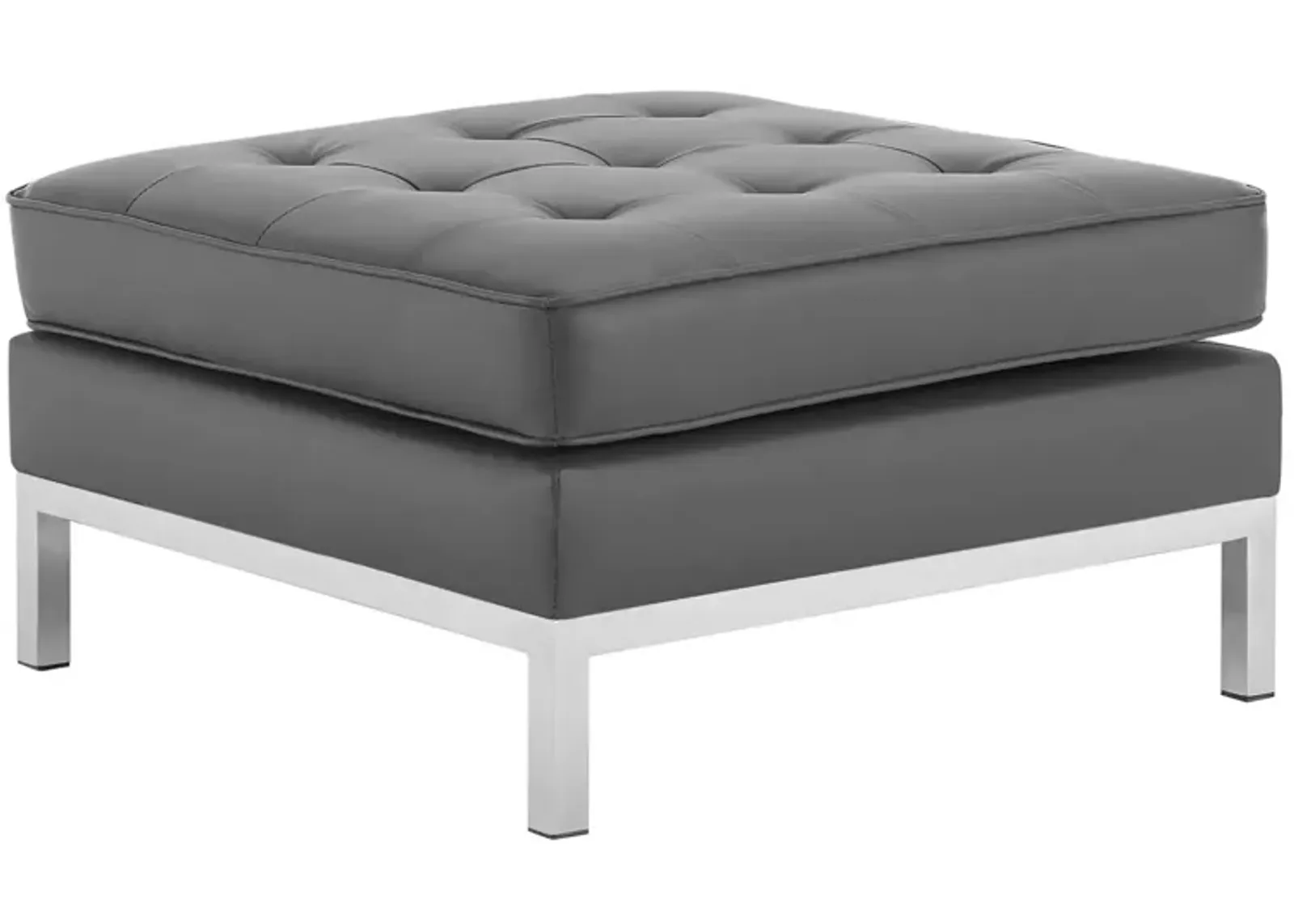 Loft Tufted Upholstered Faux Leather Ottoman