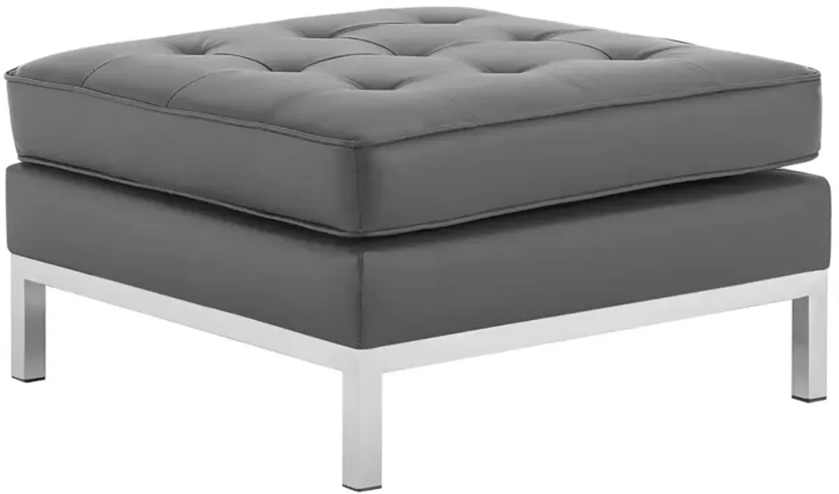 Loft Tufted Upholstered Faux Leather Ottoman