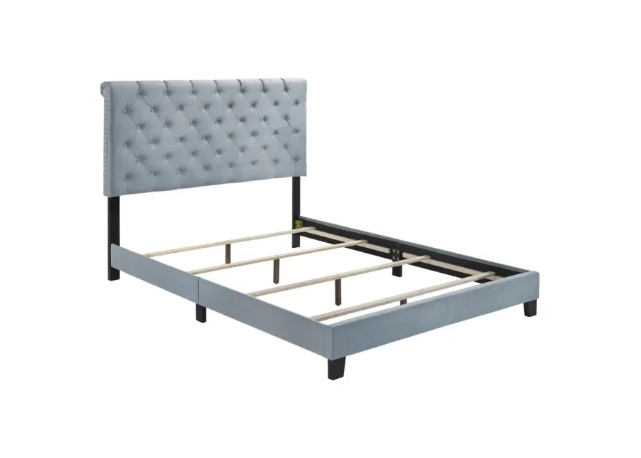 Warner Queen Upholstered Bed Slate Blue