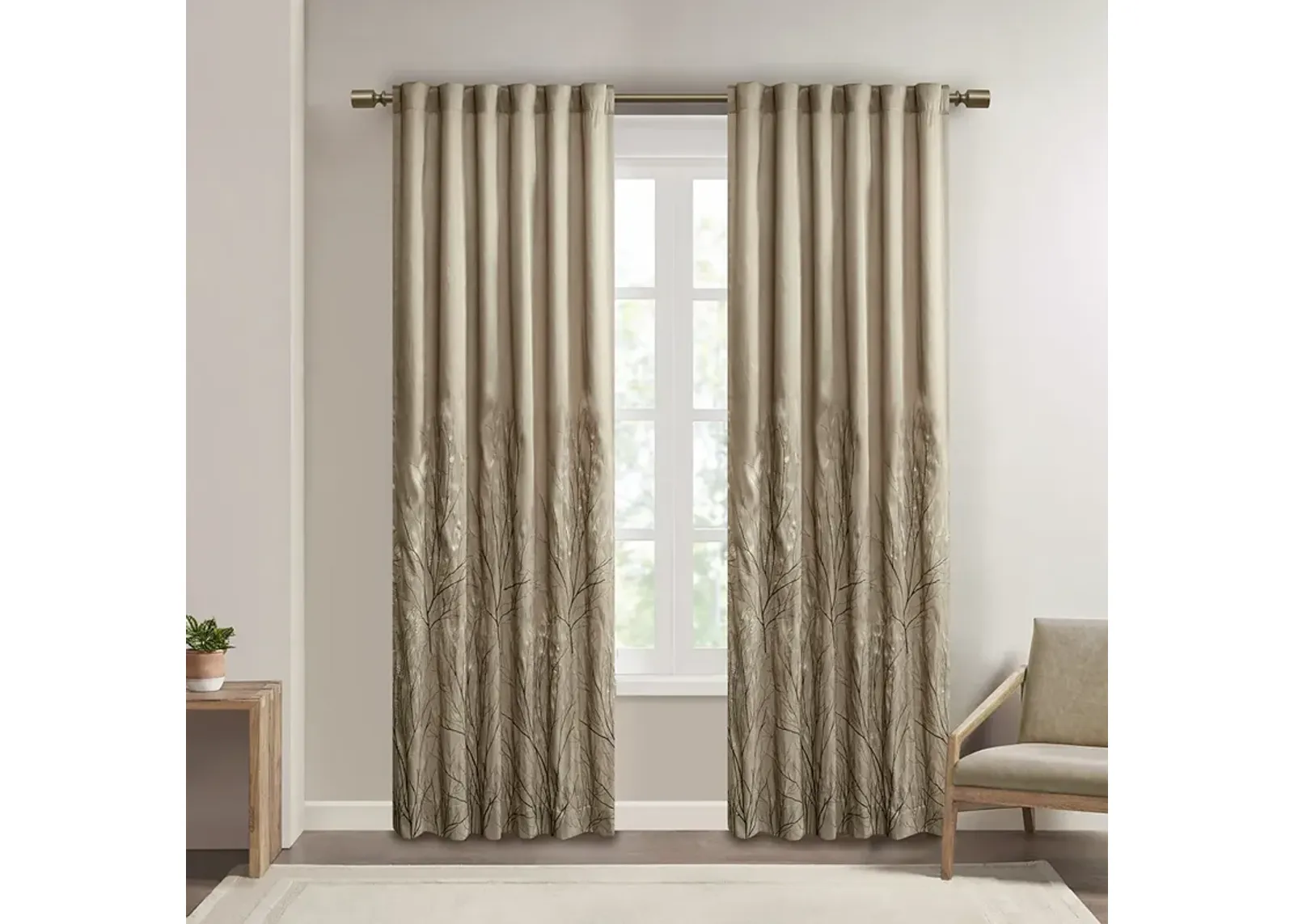 Madison Park Andora Tan Curtain Panel