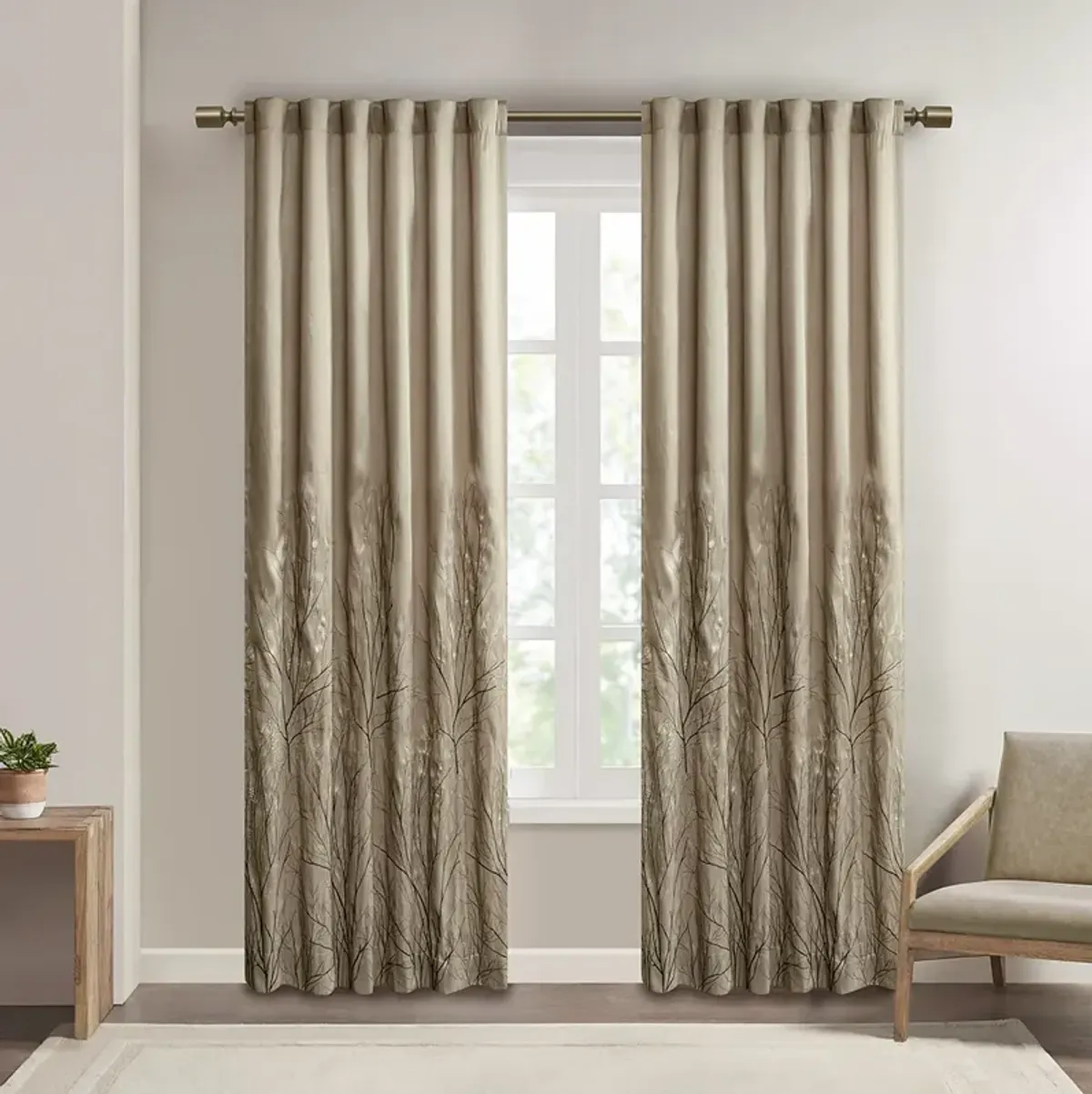 Madison Park Andora Tan Curtain Panel