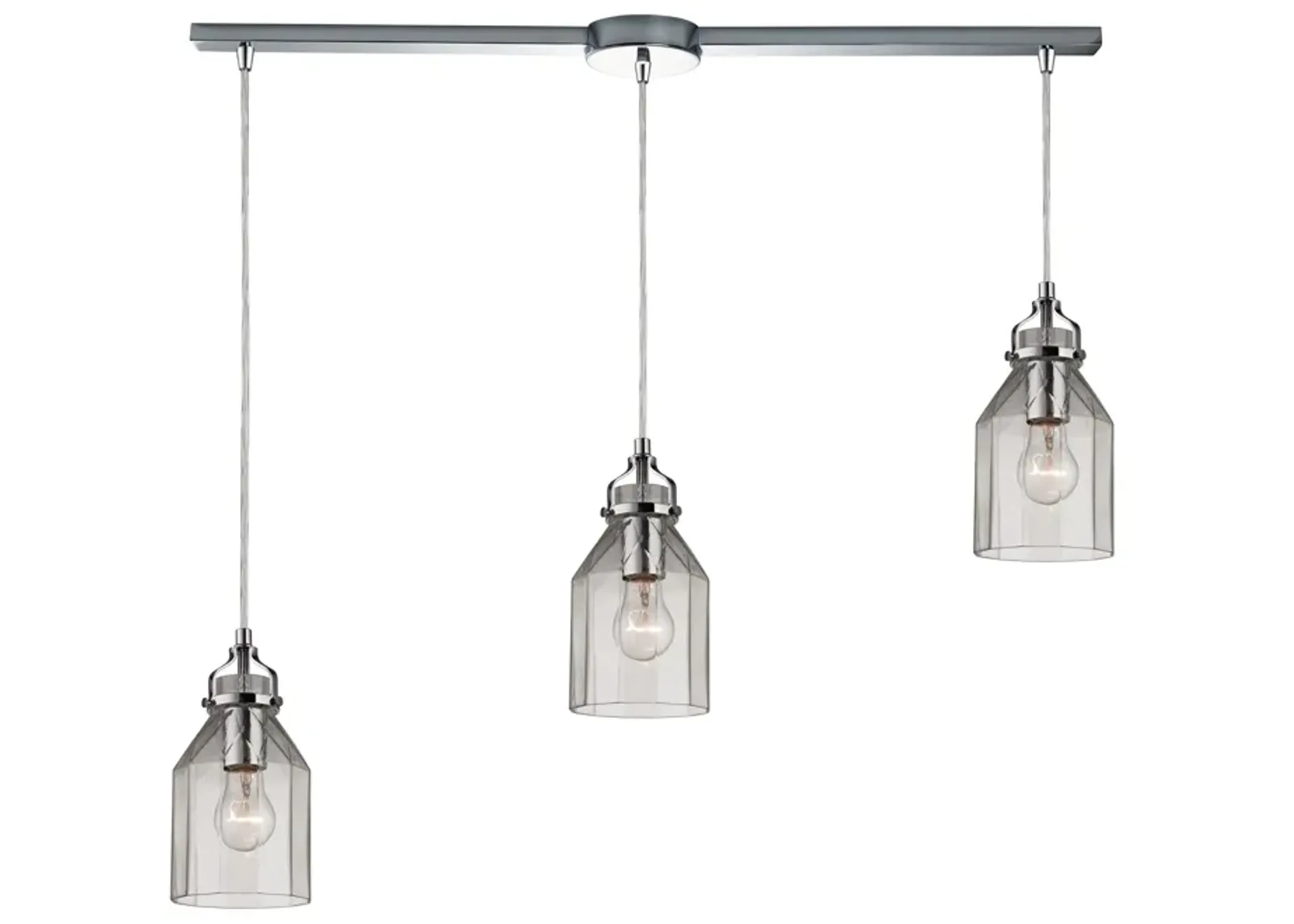 Danica 36'' Wide 3-Light Slim Pendant - Polished Chrome with Clear Glass