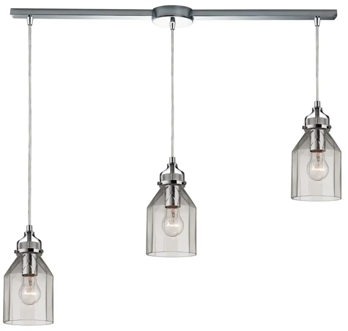 Danica 36'' Wide 3-Light Slim Pendant - Polished Chrome with Clear Glass