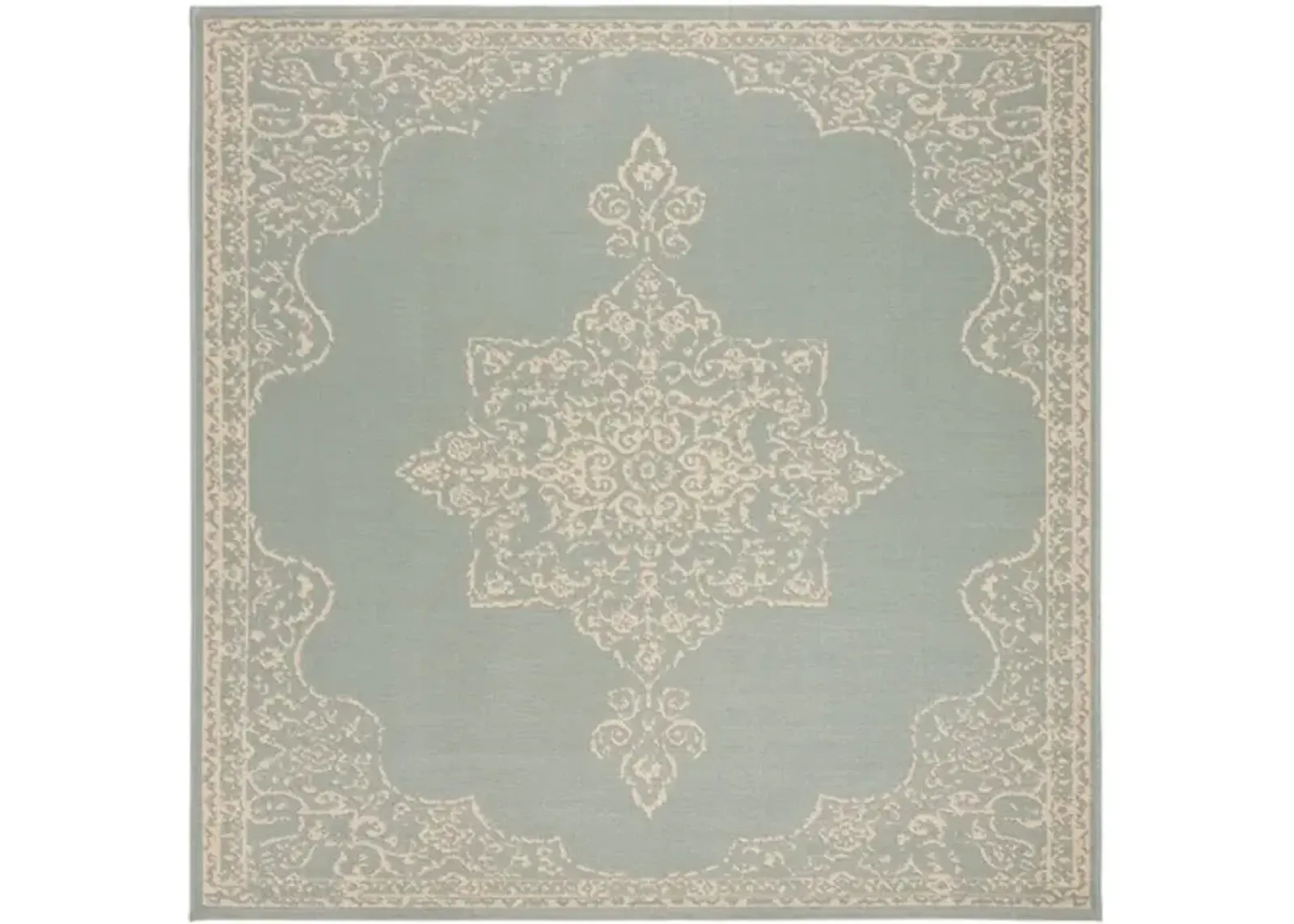 LINDEN 180 Collection LND180L-6SQ Cream / Aqua 6'-7" X 6'-7" Square