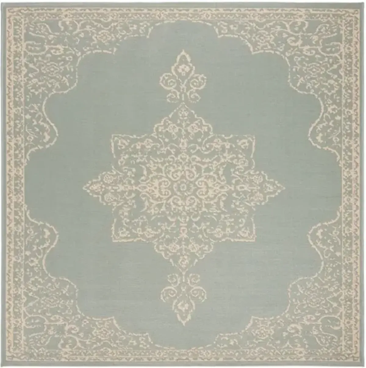 LINDEN 180 Collection LND180L-6SQ Cream / Aqua 6'-7" X 6'-7" Square