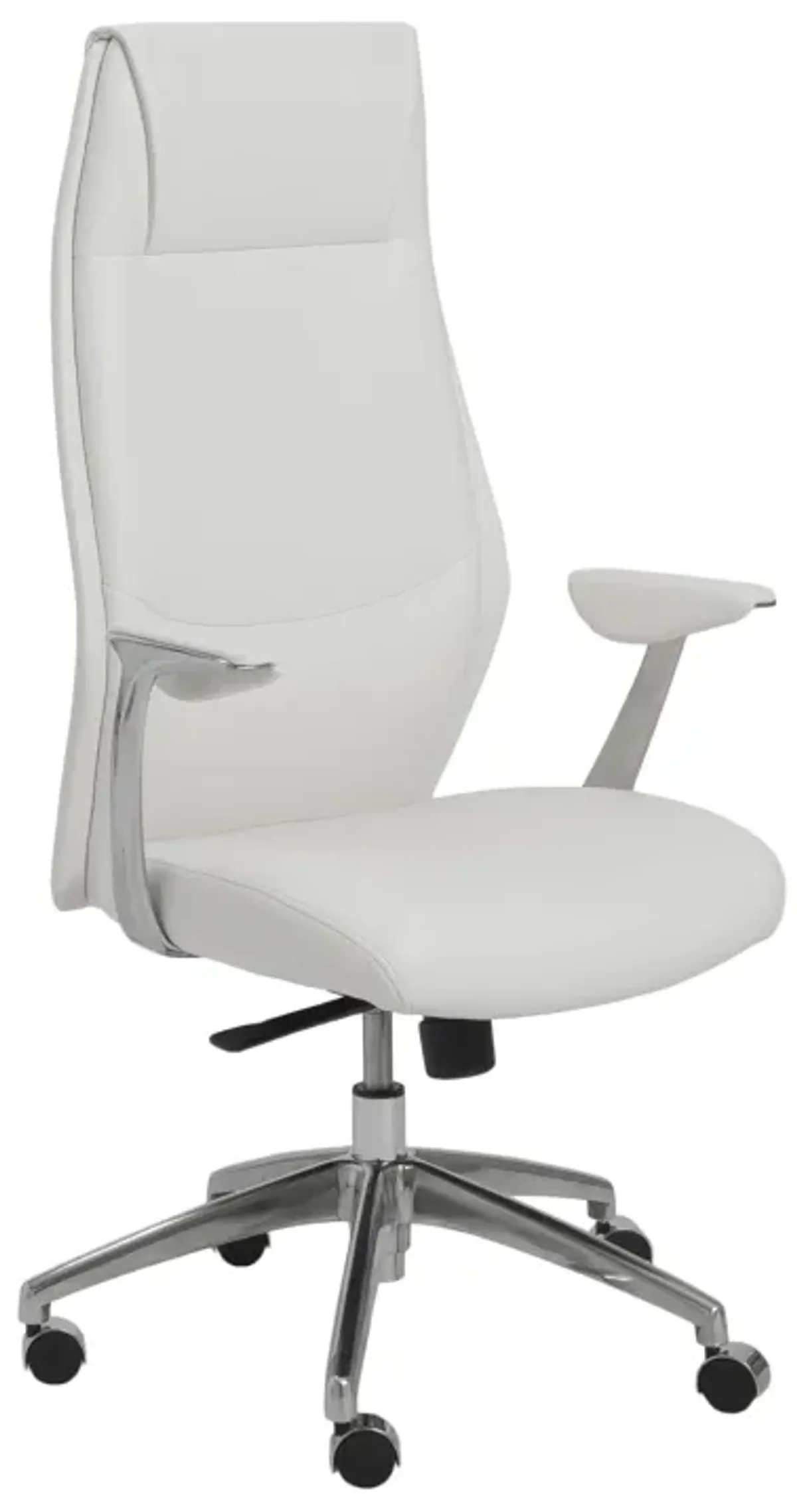 Crosby High Back Office Chair in White with Polished Aluminum Base