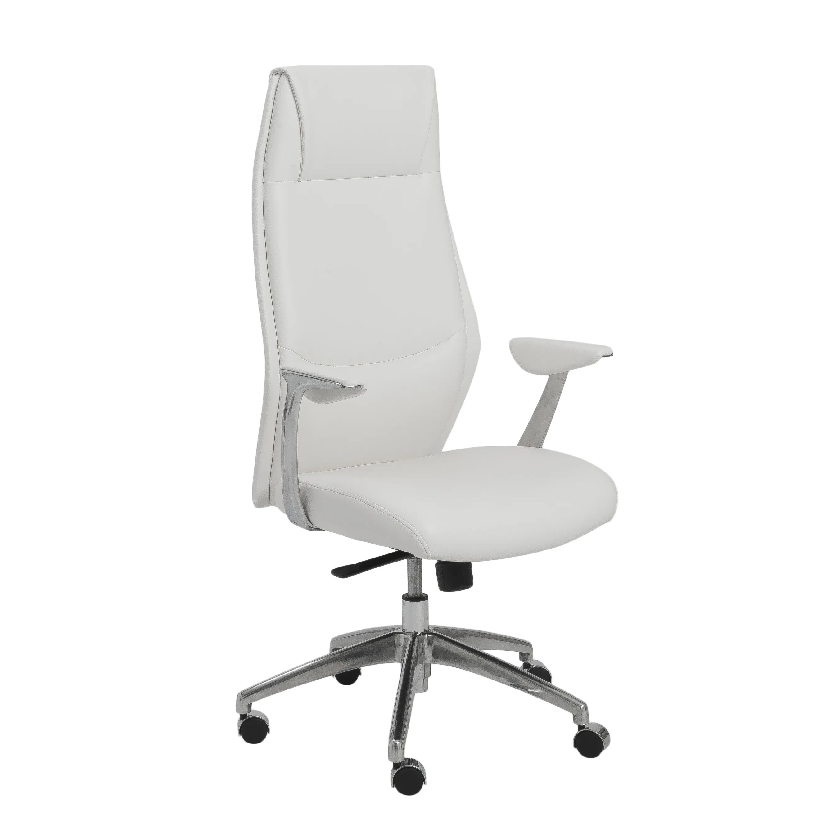 Crosby High Back Office Chair in White with Polished Aluminum Base