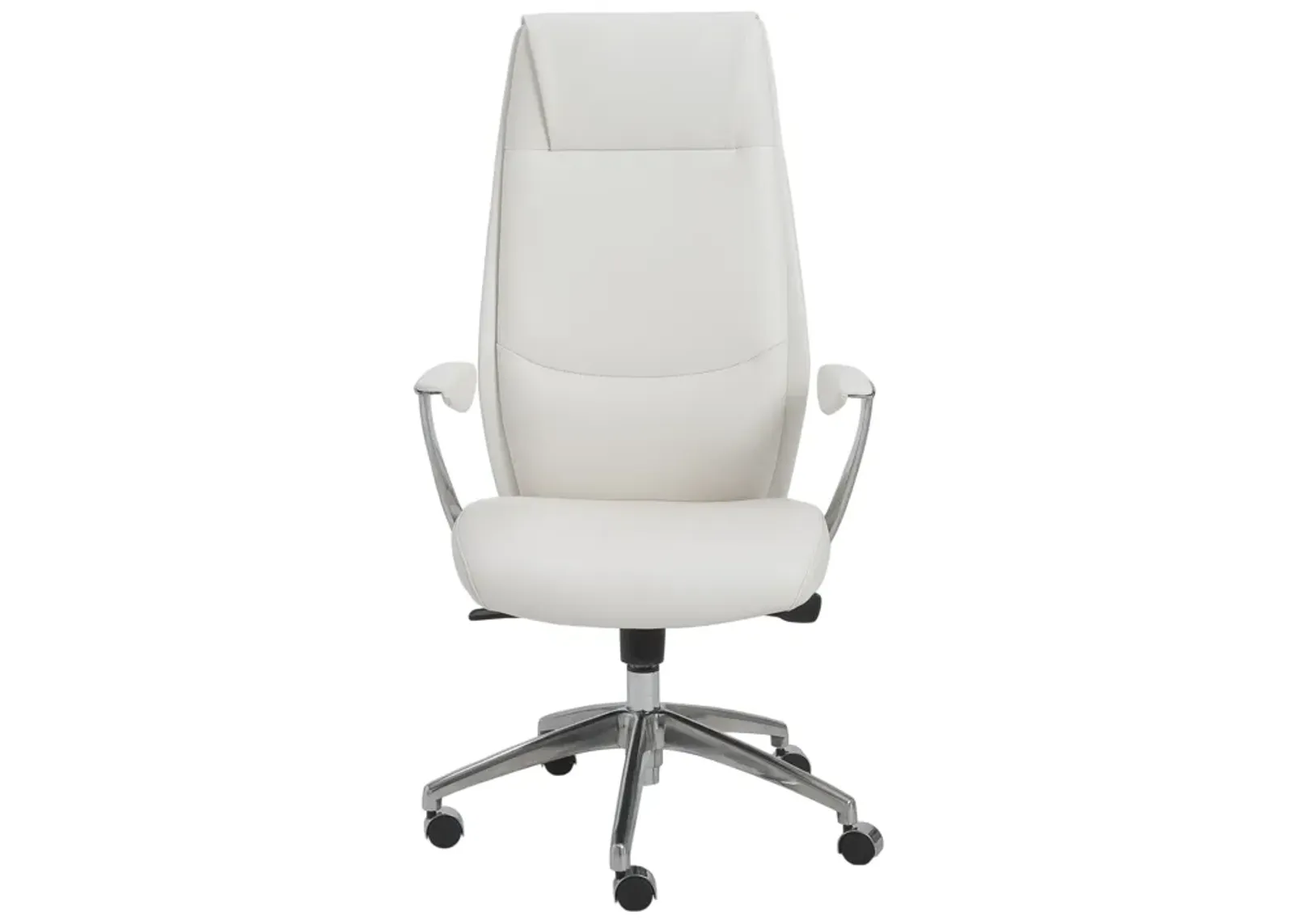 Crosby High Back Office Chair in White with Polished Aluminum Base