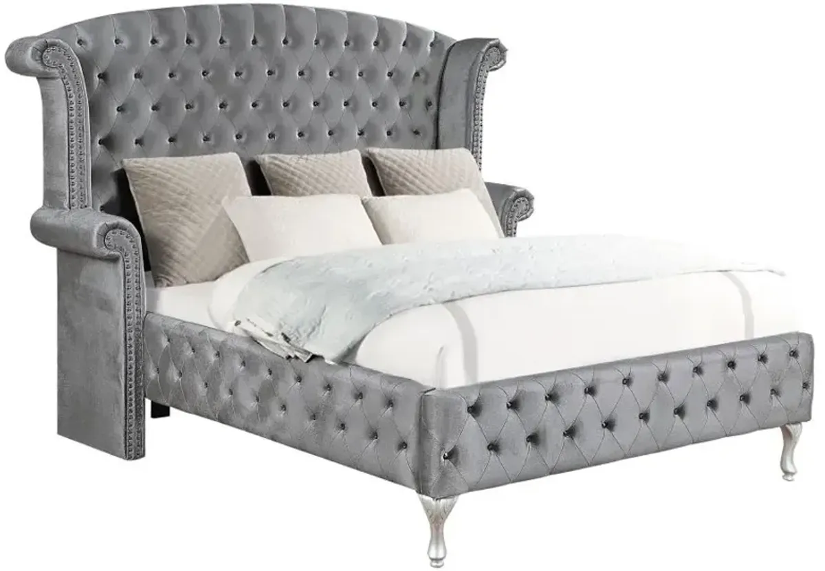 Deanna California King Tufted Upholstered Bed Grey