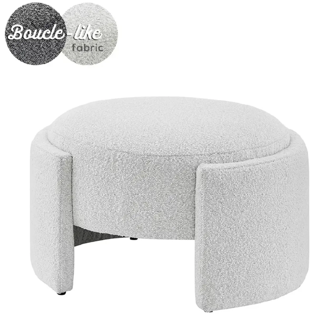 Felicia Fabric Ottoman, Boucle Beige 