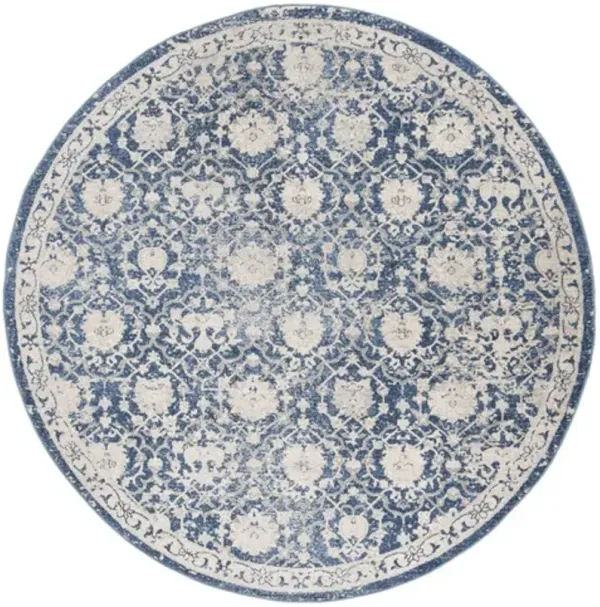 Brentwood 896 Navy / Creme 6'-7" X 6'-7" Round Round Powerloomed Rug