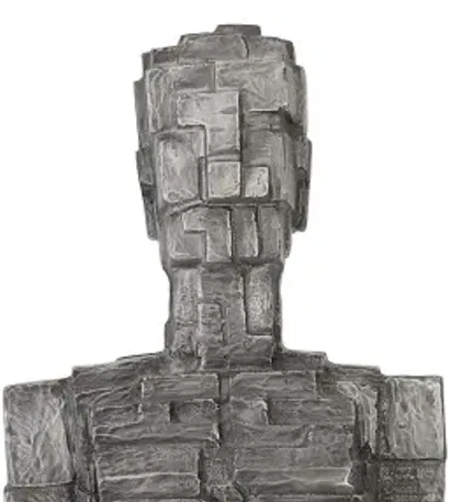 puzzle woman sculpture, black/silver, aluminum