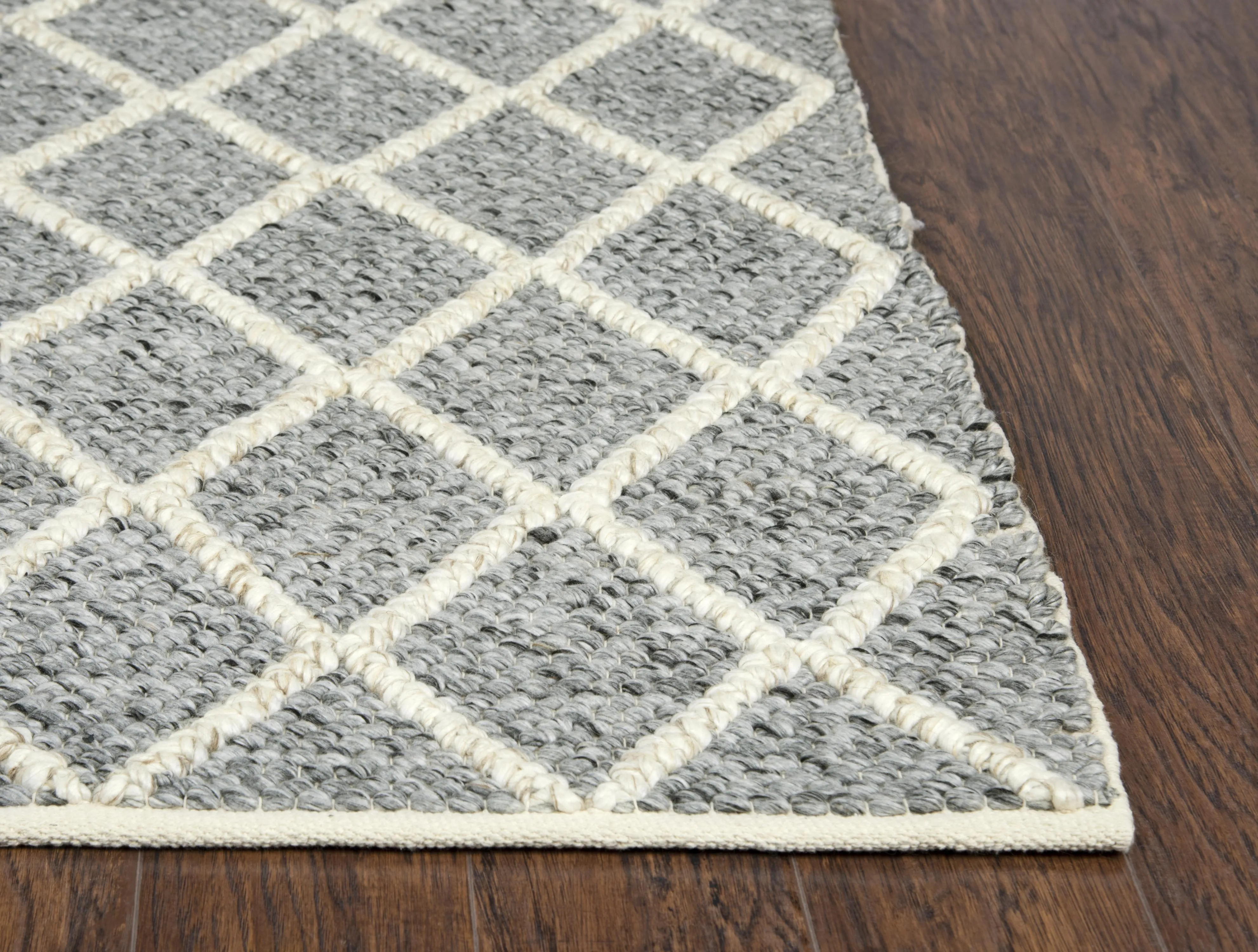 Ewe Complete me Gray Diamond/Woven Wool/Polyester 9'x12' Rectangle Rug