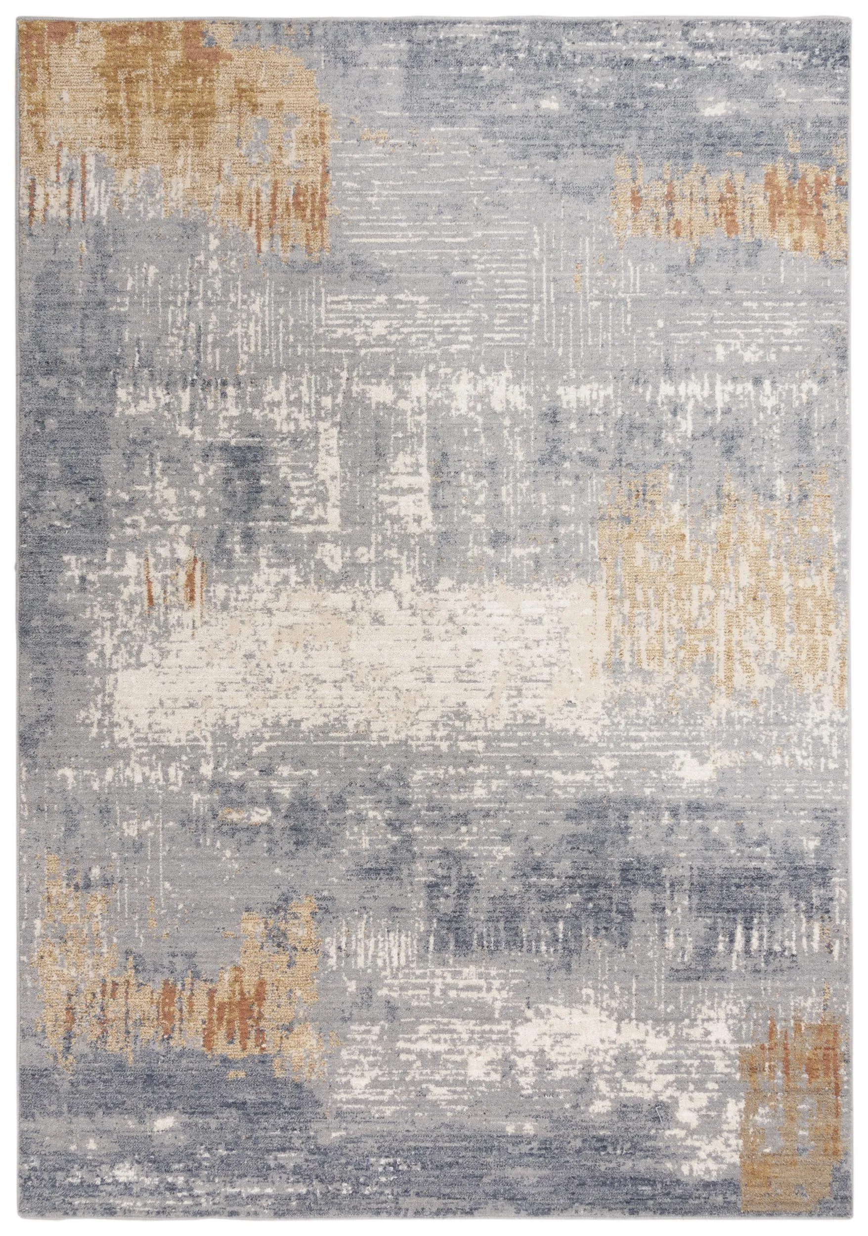 Ventura Blue Abstract Washed Wool 5' x 8' Rectangle Rug