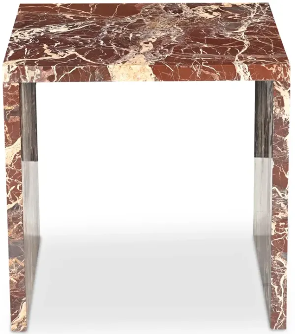 Rosa Accent Table Rosso Levanto Marble